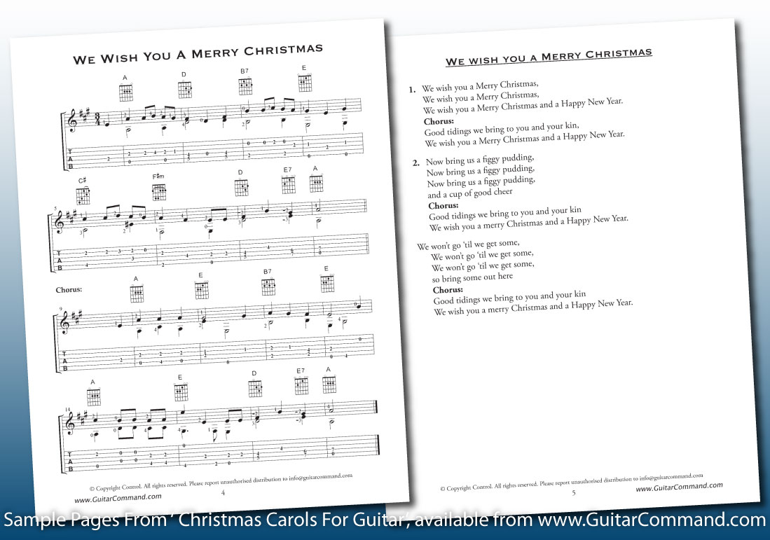 printable christmas guitar tabs & chords pdf book download